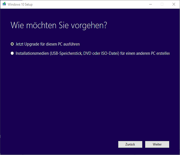 Mit dem Mediacreation Tool einen Bootstick installaieren